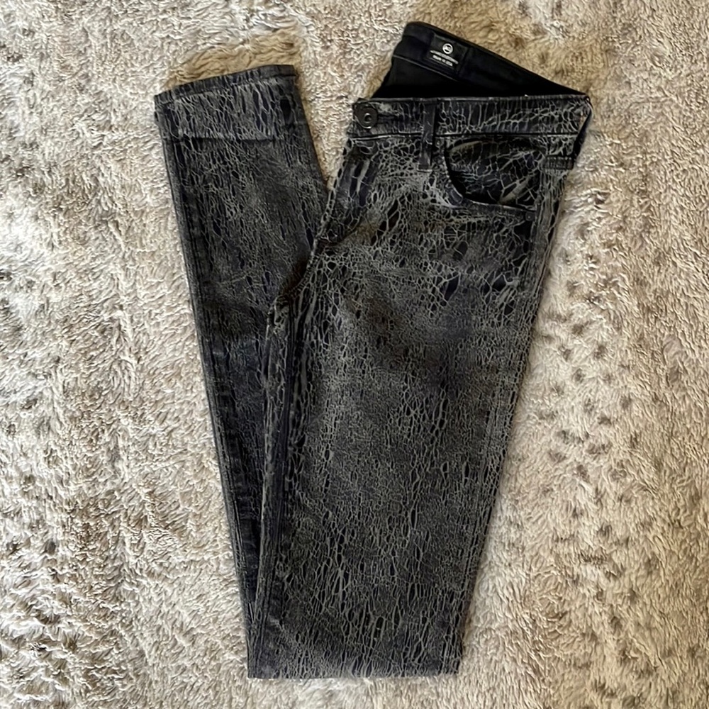 AG Adriano Goldschmied Super Skinny Textured Black Jeans